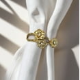 thumbnail image 1 of Gold Napkin Rings Holder Set of 6 for Kitchen Dining Coffee Table in Elegant Flower Design Al Fresco for Dinner Party Wedding Easter Holiday Birthday Thanksgiving Housewarming Gift Special Occasions, 1 of 8