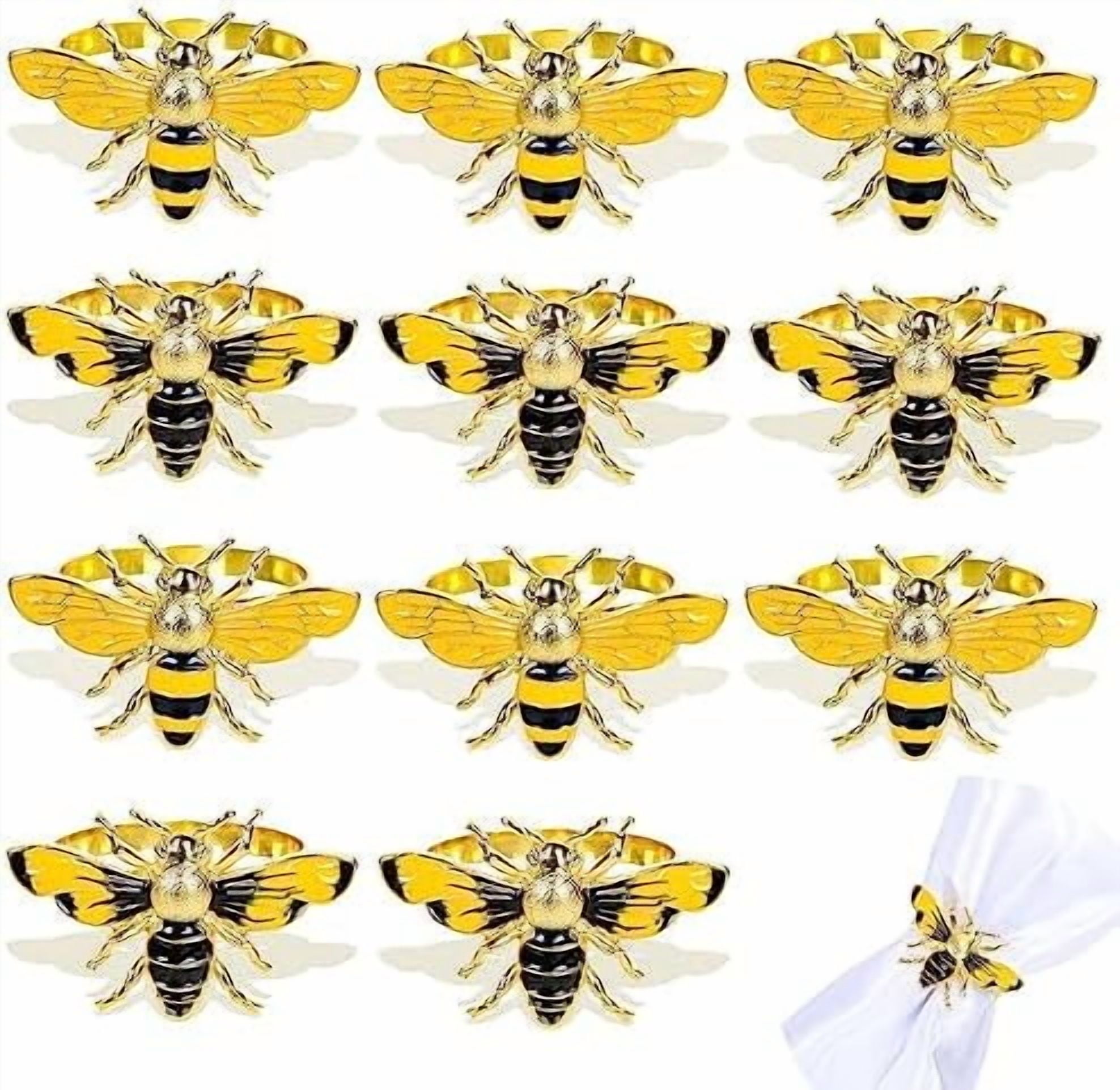 Napkin Rings Set of 12 Bee Napkin Holders Metal Napkin Rings Bulk ...
