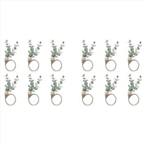 NEW Napkin Rings Set of 12 Rustic Eucalyptus Wooden Boho Leaf Wood Bead Farmhouse Ring Holder