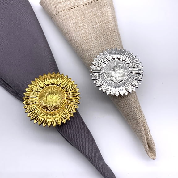 Napkin Rings Set of 12, Daisy Flower Napkin Rings Cute Napkin Buckles Holder Rings for Wedding Party Holiday Banquet Delicate Serviette Buckles Decor