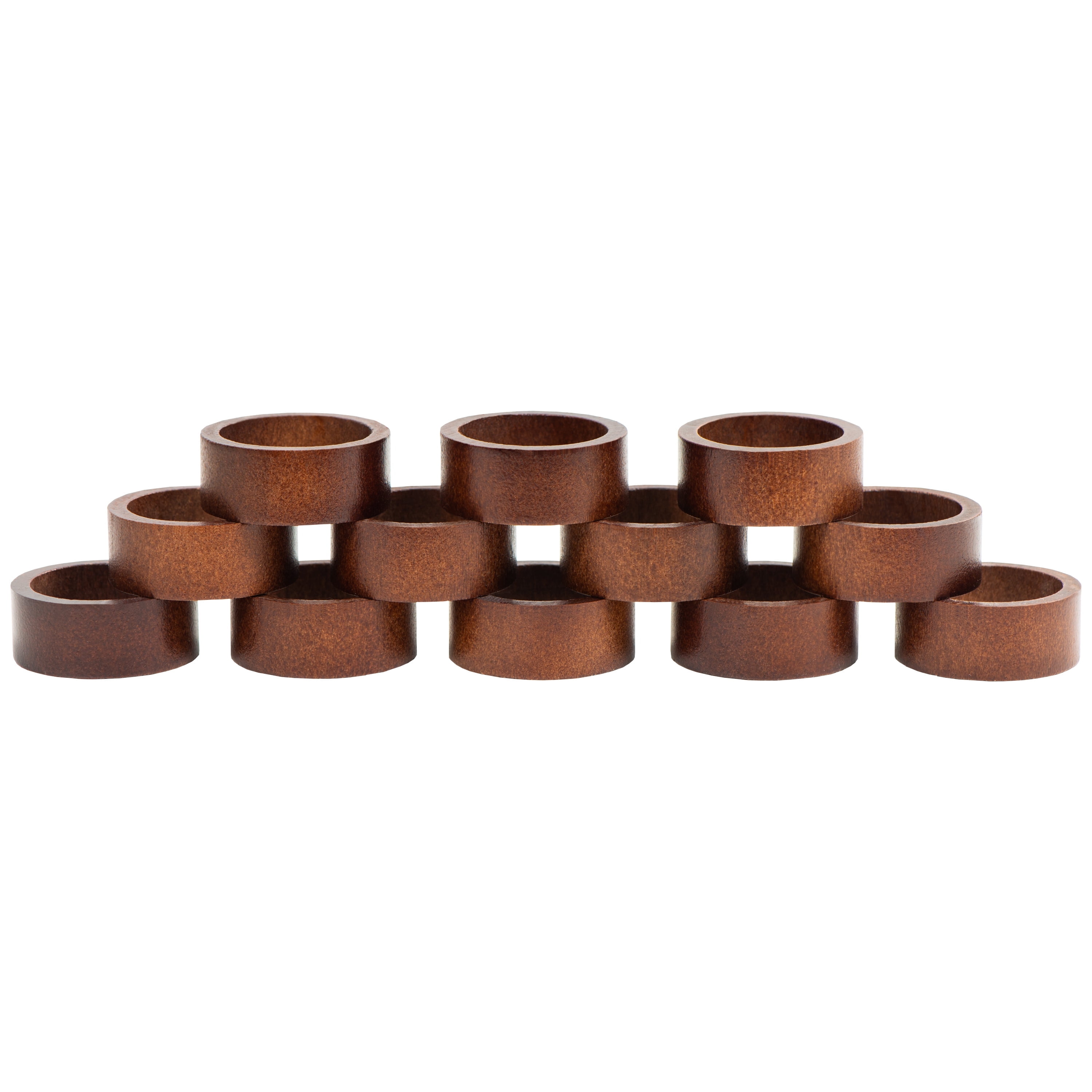 MEPERPER Wooden Napkin Rings Set, Artisan Crafted, Tabletop Decor, Brown, 12-Pack