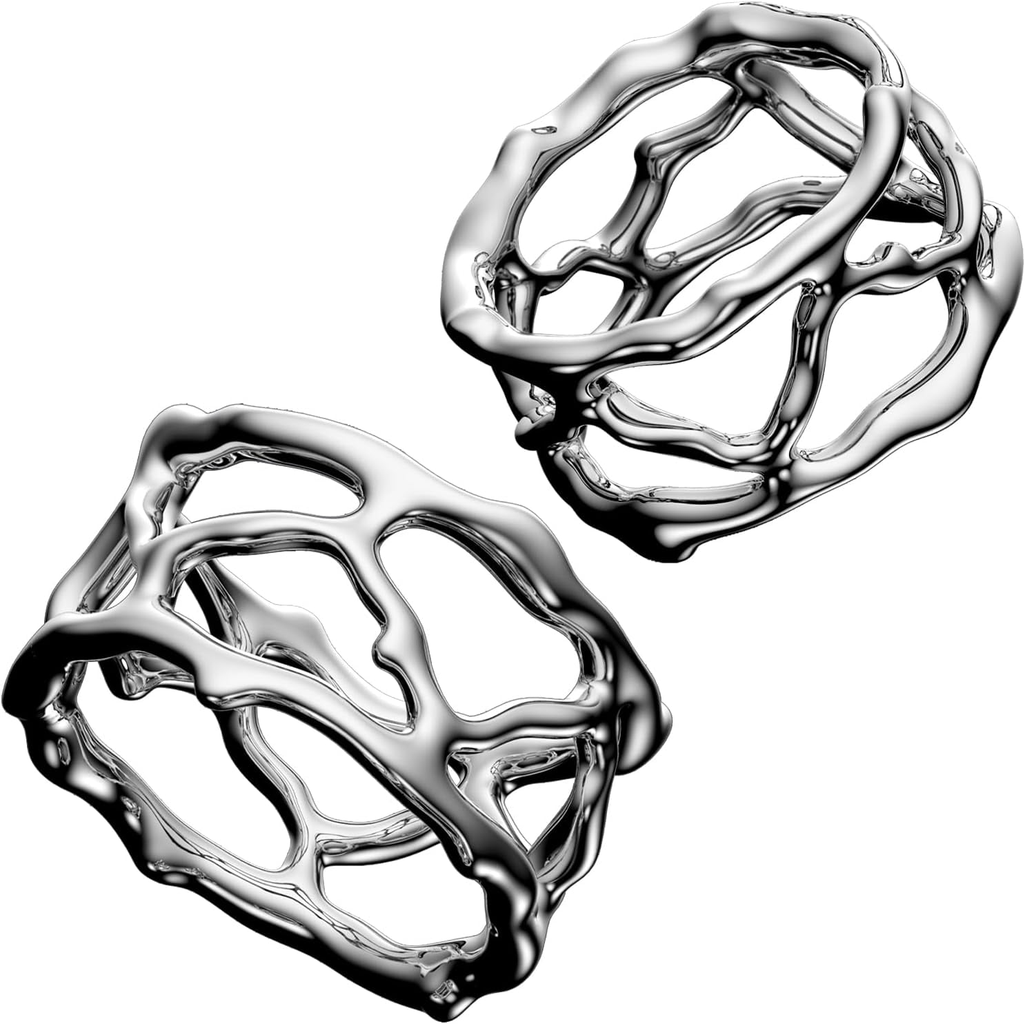 Napkin Rings - Unique Silver Coral Design, Elegant Stainless Steel (Set ...