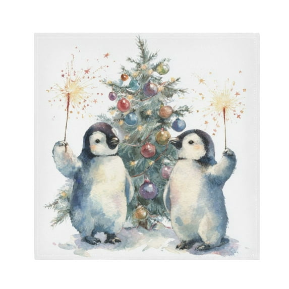 Napkin Satin Napkin 20*20 Inchx1 Kitchen Towel Dinner Plate Towel Decorative Towel Napkin Tea Towel Suitable For Kitchen Table Cartoon Christmas Penguins