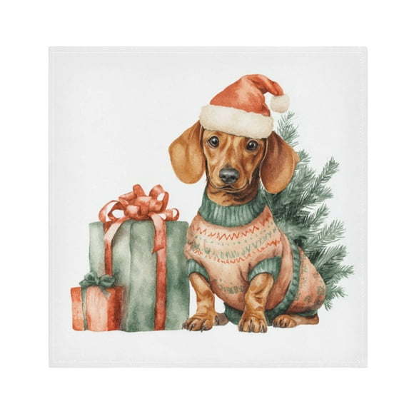 Napkin Satin Napkin 20*20 Inchx1 Kitchen Towel Dinner Plate Towel Decorative Towel Napkin Tea Towel Suitable For Kitchen Table Cartoon Christmas Puppy