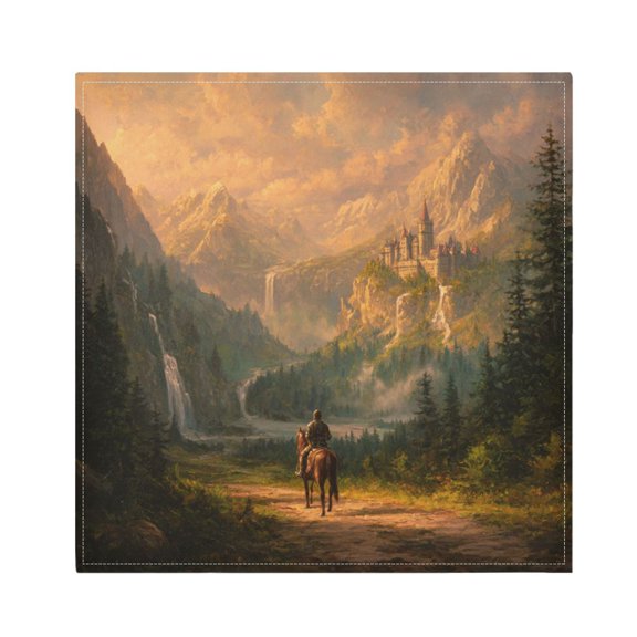 Napkin Satin Napkin 20*20 Inchx1 Kitchen Towel Dinner Plate Towel Decorative Towel Napkin Tea Towel Suitable For Kitchen Table Knight Horseback Mountain Road