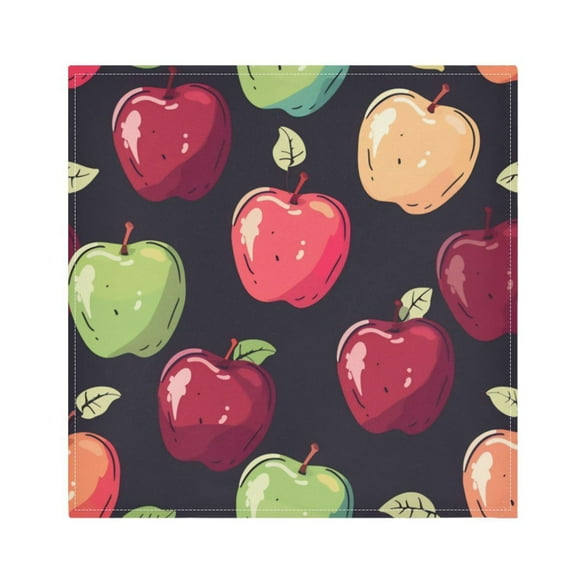 Napkin Satin Napkin 20*20Inchx1 Kitchen Towel Dinner Plate Towel Decorative Towel Napkin Tea Towel Suitable For Kitchen Table Black Apple