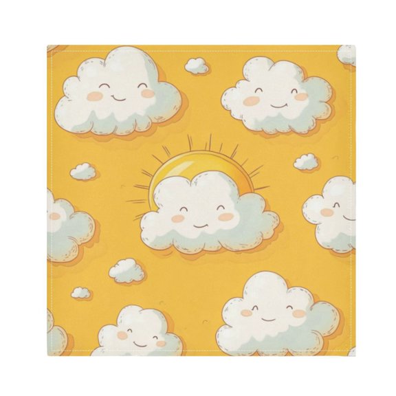 Napkin Satin Napkin 20*20Inchx1 Kitchen Towel Dinner Plate Towel Decorative Towel Napkin Tea Towel Suitable For Kitchen Table Cartoon Clouds and Sun