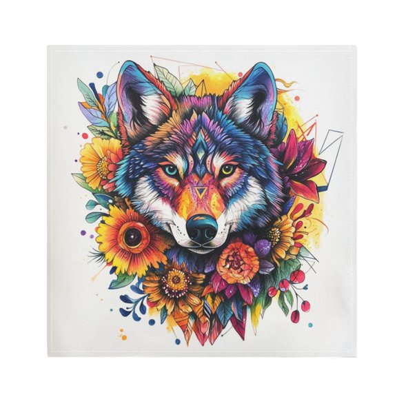 Napkin Satin Napkin 20*20Inchx1 Kitchen Towel Dinner Plate Towel Decorative Towel Napkin Tea Towel Suitable For Kitchen Table Cartoon Color Wolf