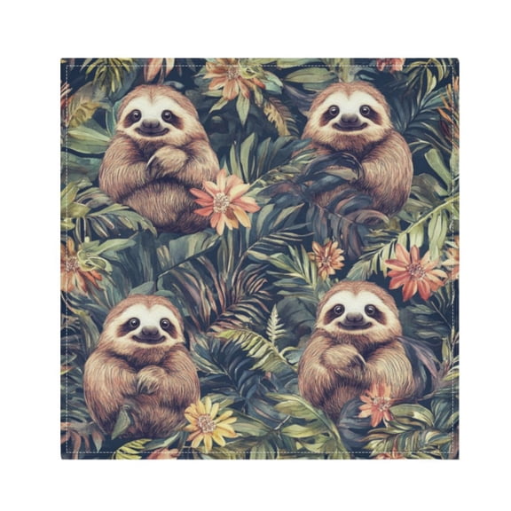 Napkin Satin Napkin 20*20Inchx1 Kitchen Towel Dinner Plate Towel Decorative Towel Napkin Tea Towel Suitable For Kitchen Table Cartoon Cute Sloth