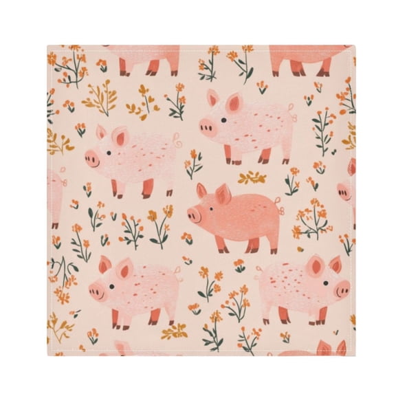 Napkin Satin Napkin 20*20Inchx1 Kitchen Towel Dinner Plate Towel Decorative Towel Napkin Tea Towel Suitable For Kitchen Table Cute Pink Cartoon Pig