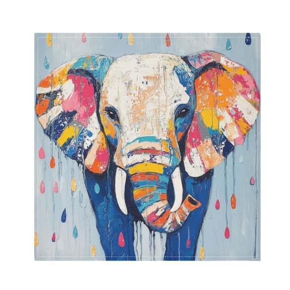 Napkin Satin Napkin 20*20Inchx1 Kitchen Towel Dinner Plate Towel Decorative Towel Napkin Tea Towel Suitable For Kitchen Table Elephants and Raindrops