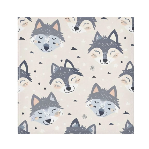 Napkin Satin Napkin 20*20Inchx1 Kitchen Towel Dinner Plate Towel Decorative Towel Napkin Tea Towel Suitable For Kitchen Table Gray Cartoon Wolf Face