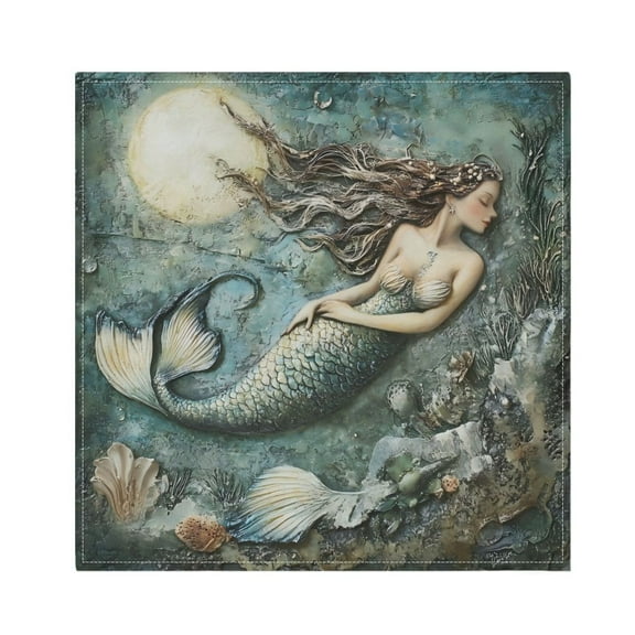 Napkin Satin Napkin 20*20Inchx1 Kitchen Towel Dinner Plate Towel Decorative Towel Napkin Tea Towel Suitable For Kitchen Table Pretty Mermaid Pattern