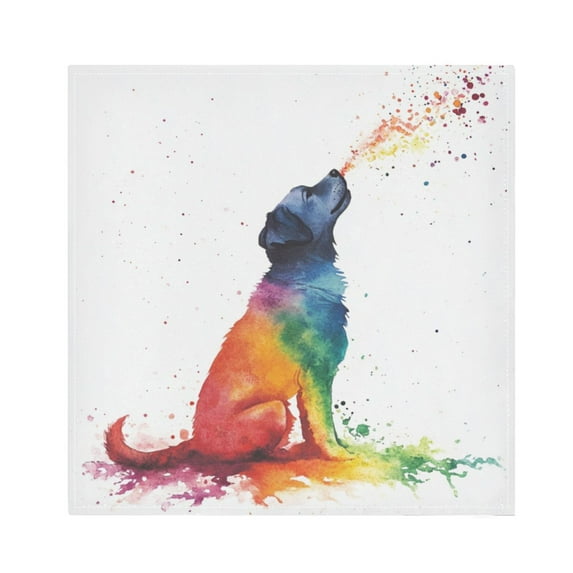 Napkin Satin Napkin 20*20Inchx1 Kitchen Towel Dinner Plate Towel Decorative Towel Napkin Tea Towel Suitable For Kitchen Table Rainbow Pretty Dog