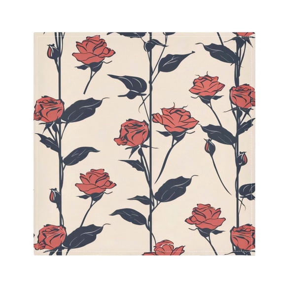 Napkin Satin Napkin 20*20Inchx1 Kitchen Towel Dinner Plate Towel Decorative Towel Napkin Tea Towel Suitable For Kitchen Table Red Rose Seamless