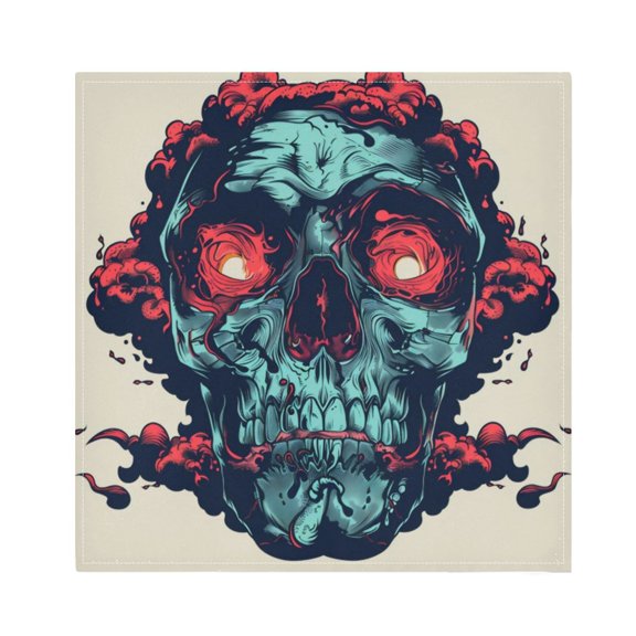 Napkin Satin Napkin 20*20Inchx1 Kitchen Towel Dinner Plate Towel Decorative Towel Napkin Tea Towel Suitable For Kitchen Table Scary Skull