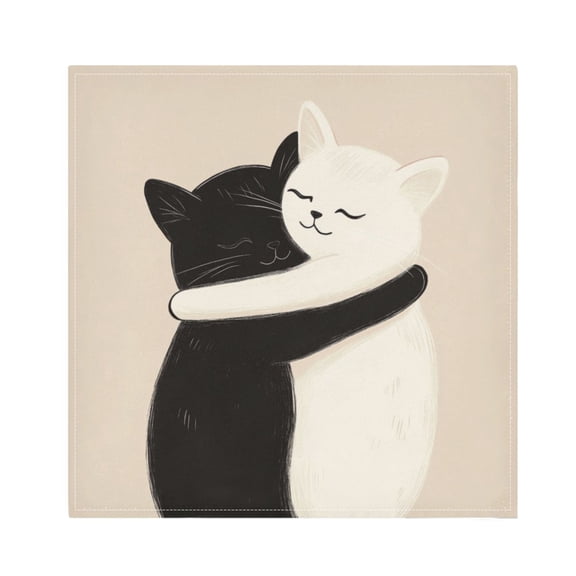 Napkin Satin Napkin 20*20Inchx1 Kitchen Towel Dinner Plate Towel Decorative Towel Napkin Tea Towel Suitable For Kitchen Table Two Cats Hugging