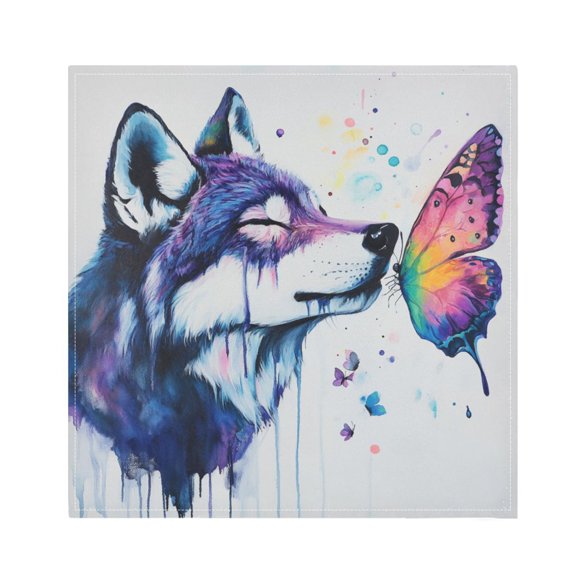 Napkin Satin Napkin 20*20Inchx1 Kitchen Towel Dinner Plate Towel Decorative Towel Napkin Tea Towel Suitable For Kitchen Table Wolf and Butterfly
