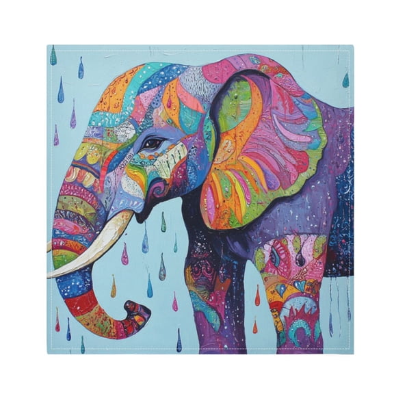 Napkin Satin Napkin 20*20Inchx1 Kitchen Towel Dinner Plate Towel Decorative Towel Napkin Tea Towel Suitable For Kitchen Table Colorful Raindrop Elephant