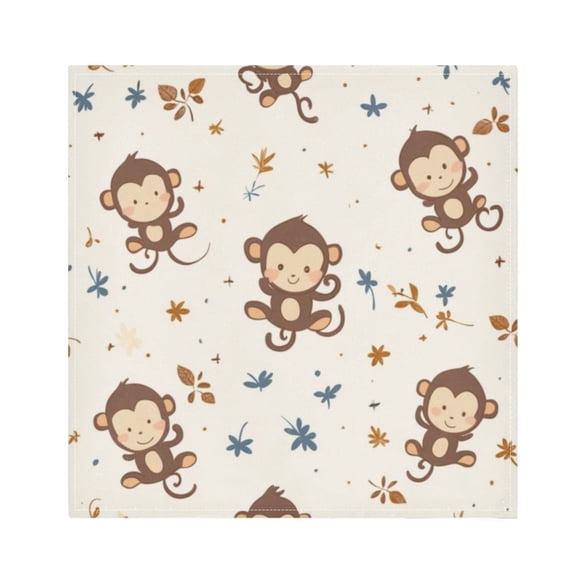 Napkin Satin Napkin 20*20Inchx1 Kitchen Towel Dinner Plate Towel Decorative Towel Napkin Tea Towel Suitable For Kitchen Table Cute Brown Cartoon Monkey