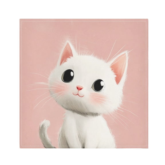 Napkin Satin Napkin 20*20Inchx1 Kitchen Towel Dinner Plate Towel Decorative Towel Napkin Tea Towel Suitable For Kitchen Table Cute Cat with Black Eyes