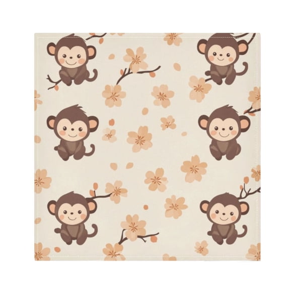 Napkin Satin Napkin 20*20Inchx1 Kitchen Towel Dinner Plate Towel Decorative Towel Napkin Tea Towel Suitable For Kitchen Table Cute Little Brown Monkey