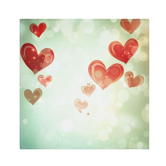 Napkin Satin Napkin 20*20Inchx1 Kitchen Towel Dinner Plate Towel Decorative Towel Napkin Tea Towel Suitable For Kitchen Table Green Background Red Heart