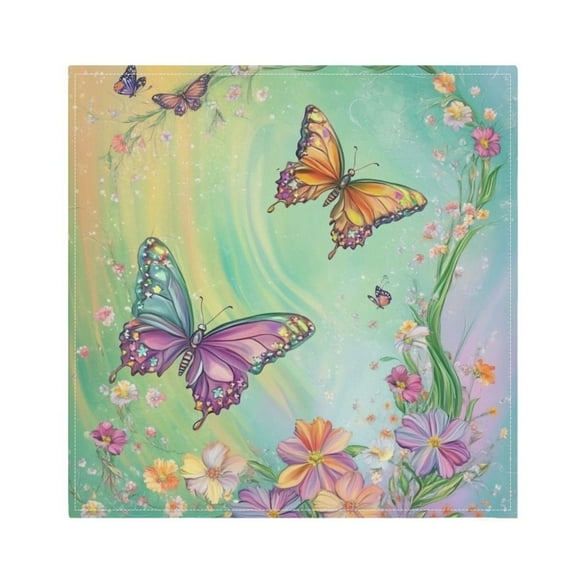 Napkin Satin Napkin 20*20Inchx1 Kitchen Towel Dinner Plate Towel Decorative Towel Napkin Tea Towel Suitable For Kitchen Table Light Green Rainbow Butterfly