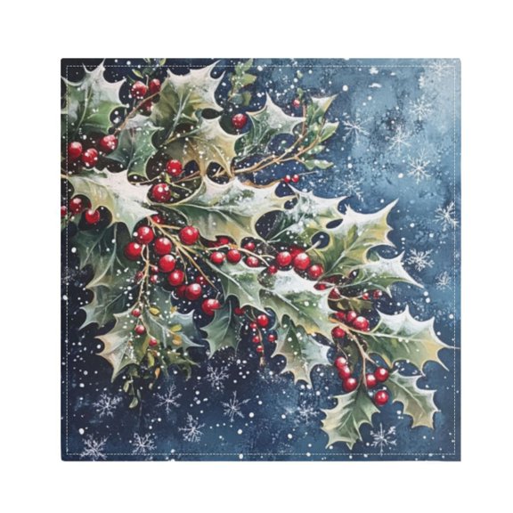 Napkin Satin Napkin 20*20Inchx1 Kitchen Towel Dinner Plate Towel Decorative Towel Napkin Tea Towel Suitable For Kitchen Table Lovely Holly and Mistletoe