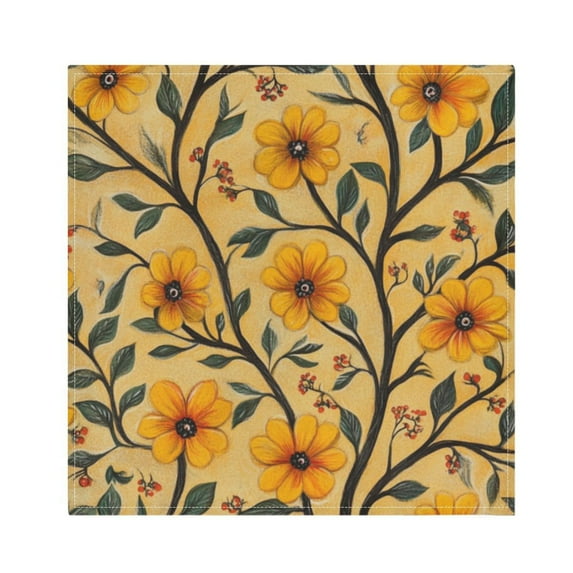 Napkin Satin Napkin 20*20Inchx1 Kitchen Towel Dinner Plate Towel Decorative Towel Napkin Tea Towel Suitable For Kitchen Table Lovely Yellow Pretty Flowers