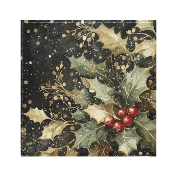 Napkin Satin Napkin 20*20Inchx1 Kitchen Towel Dinner Plate Towel Decorative Towel Napkin Tea Towel Suitable For Kitchen Table Snowflake Holly and Mistletoe