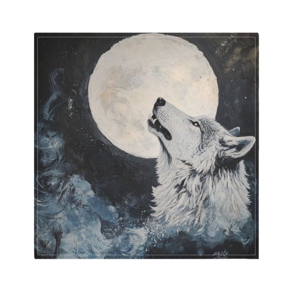 Napkin Satin Napkin 20*20Inchx1 Kitchen Towel Dinner Plate Towel Decorative Towel Napkin Tea Towel Suitable For Kitchen Table White Wolf under The Moon