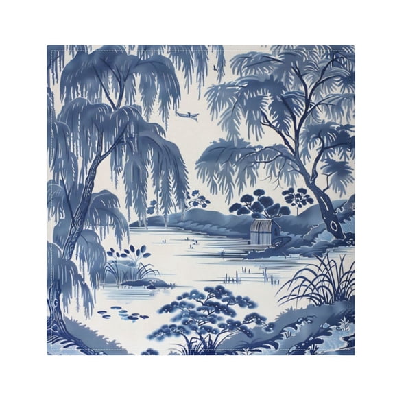 Napkin Satin Napkin 20*20Inchx4 Kitchen Towel Dinner Plate Towel Decorative Towel Napkin Tea Towel Suitable For Kitchen Table Blue Willow