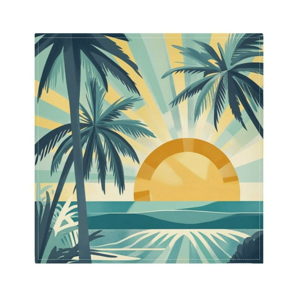 Napkin Satin Napkin 20*20Inchx4 Kitchen Towel Dinner Plate Towel Decorative Towel Napkin Tea Towel Suitable For Kitchen Table Green Sea Tree