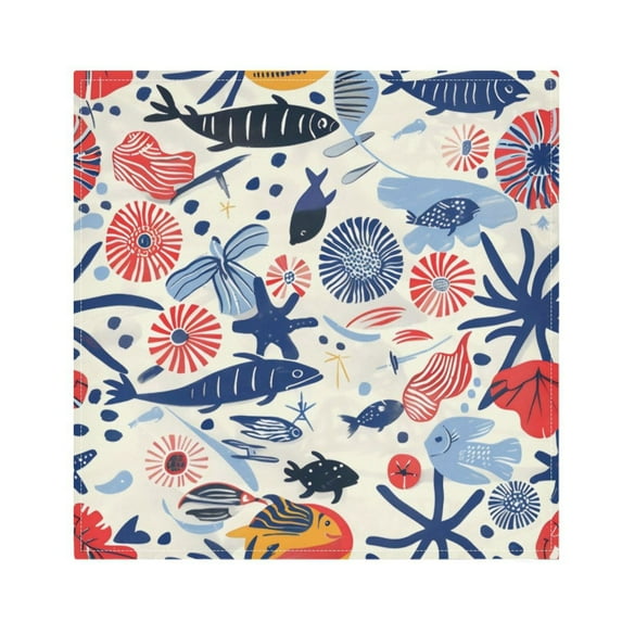Napkin Satin Napkin 20*20Inchx6 Kitchen Towel Dinner Plate Towel Decorative Towel Napkin Tea Towel Suitable For Kitchen Table Blue Fish