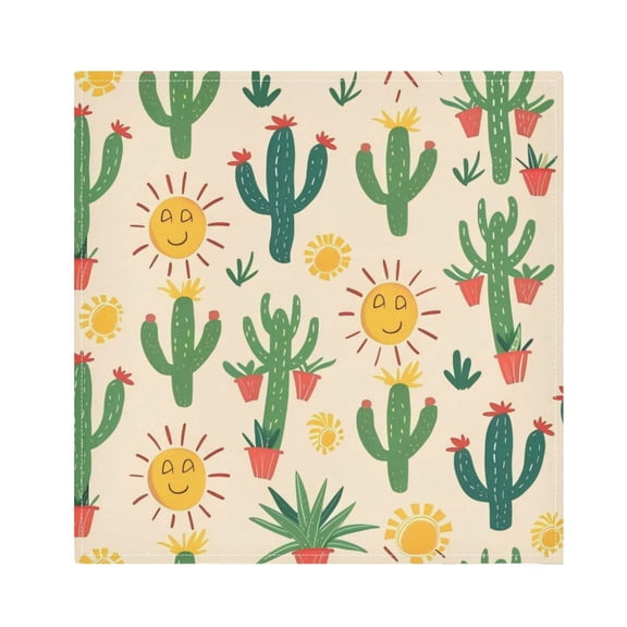 Napkin Satin Napkin 20*20Inchx6 Kitchen Towel Dinner Plate Towel Decorative Towel Napkin Tea Towel Suitable For Kitchen Table Cartoon Cactus