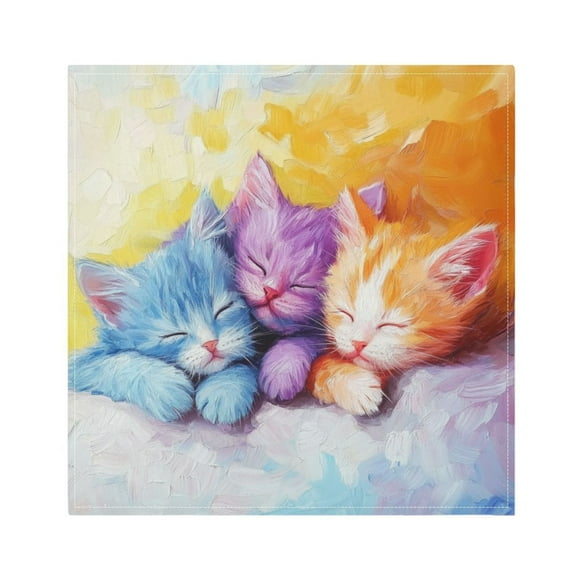 Napkin Satin Napkin 20*20Inchx6 Kitchen Towel Dinner Plate Towel Decorative Towel Napkin Tea Towel Suitable For Kitchen Table Three Colored Cats