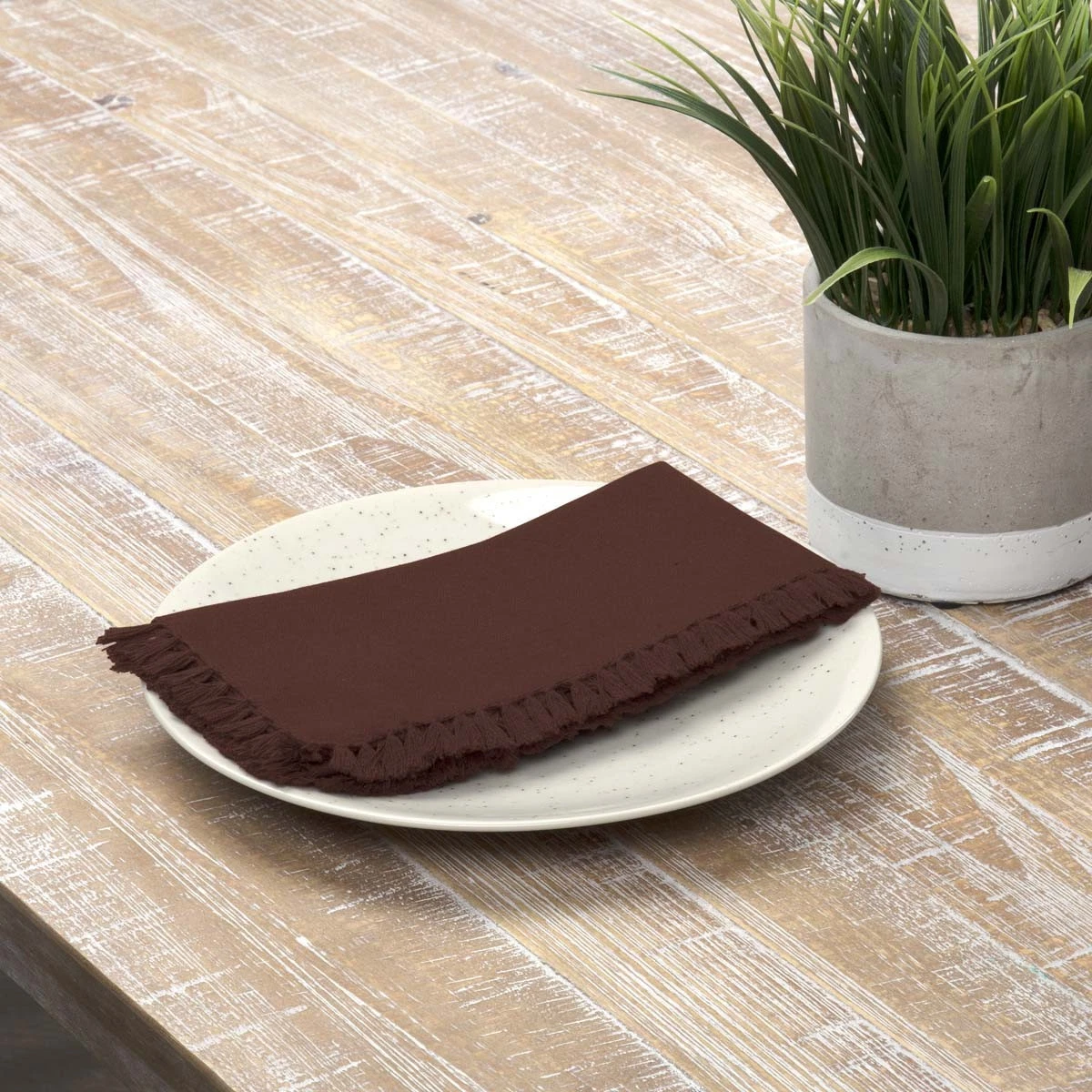 Napkins Cassidy Burgundy Farmhouse 18X18 Set Of 6 Cotton Kitchen Vhc Brands
