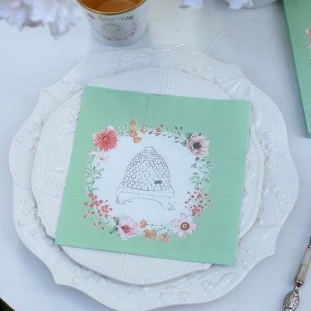 Party Napkins 60 Count, 3-Ply Paper Napkins,6.5x6.5 Inch Disposable Paper Napkins with Butterfly&Flower Pattern for Birthday Parties, Daily Use & Holiday Events(White)