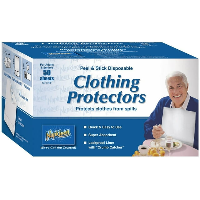 Napkleen Disposable Adult Bibs, 13 x 18 Inch Pack of 50