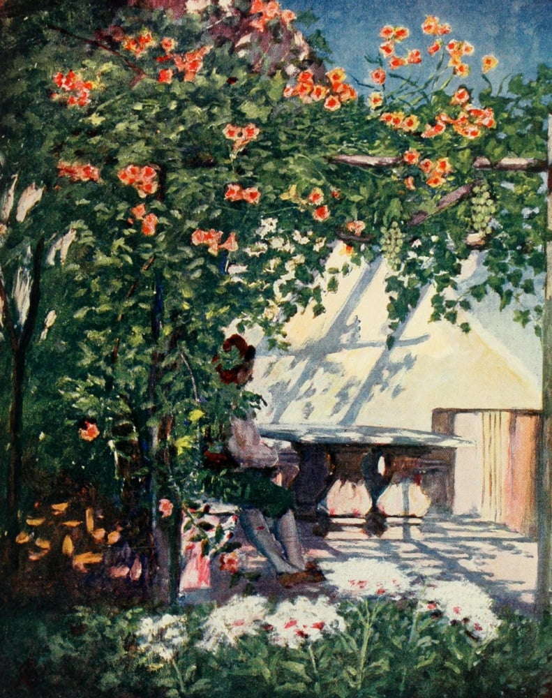 Naples 1904 A garden terrace Sorrento Canvas Art - Augustine Fitzgerald (24 x 36)