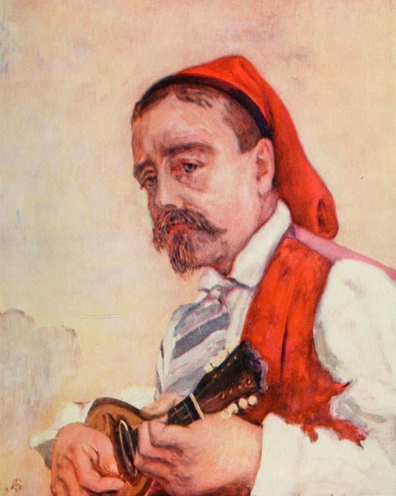 Naples 1904 A singer in the Tarantella Canvas Art - Augustine Fitzgerald (24 x 36)