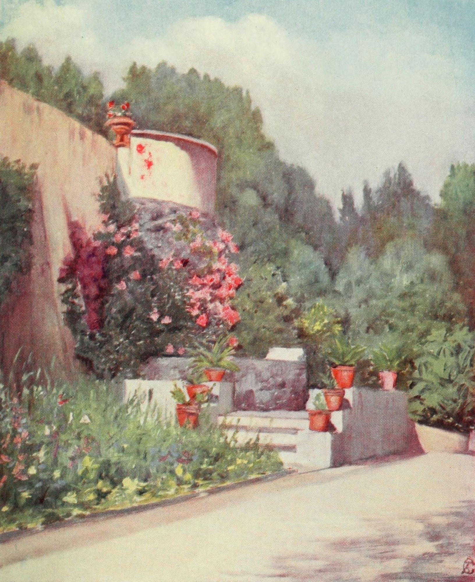 Naples 1904 A terrace in the Villa Rosebery Canvas Art - Augustine Fitzgerald (24 x 36)
