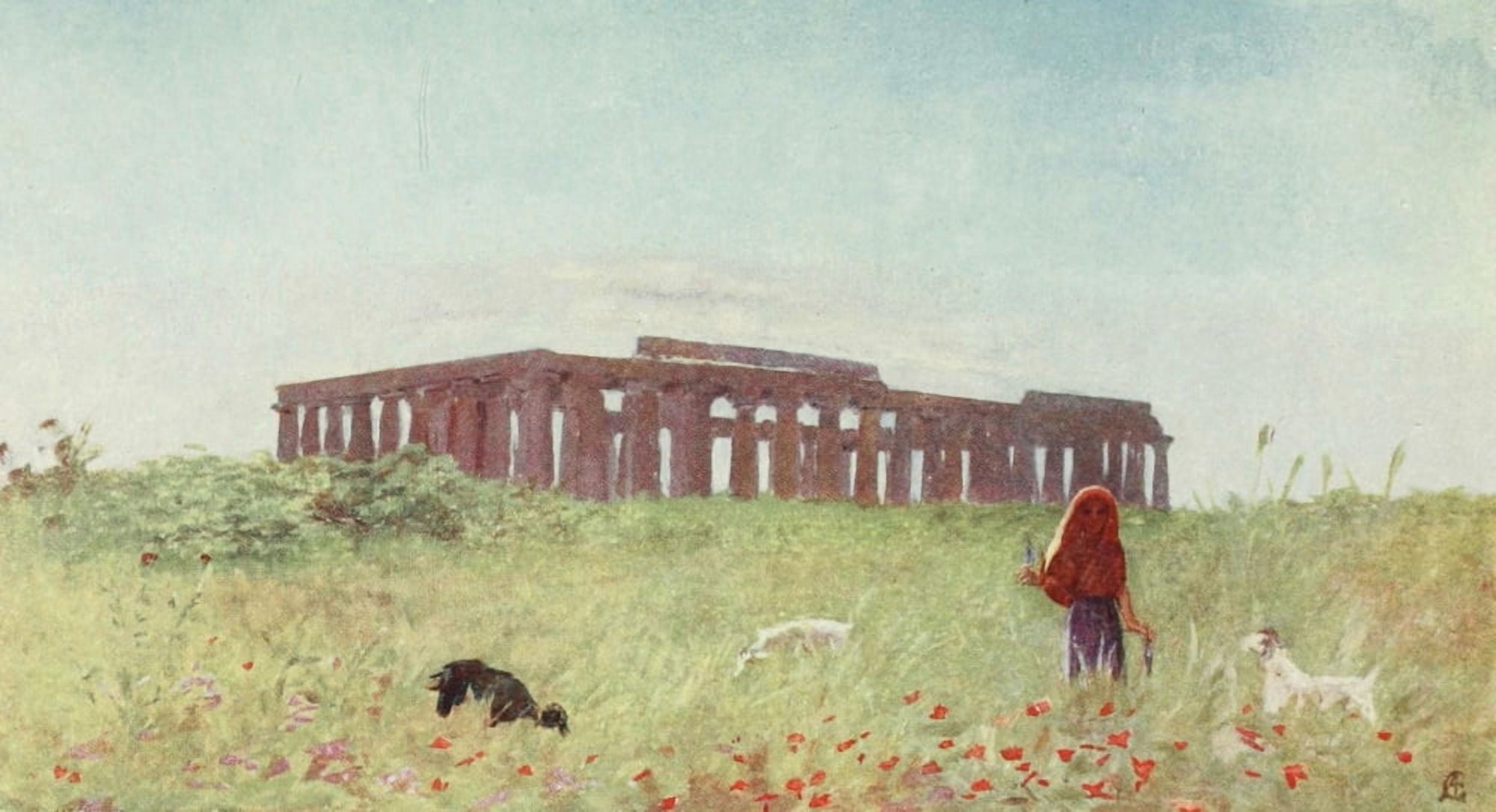 Naples 1904 Basilica Paestum Canvas Art - Augustine Fitzgerald (18 x 24)