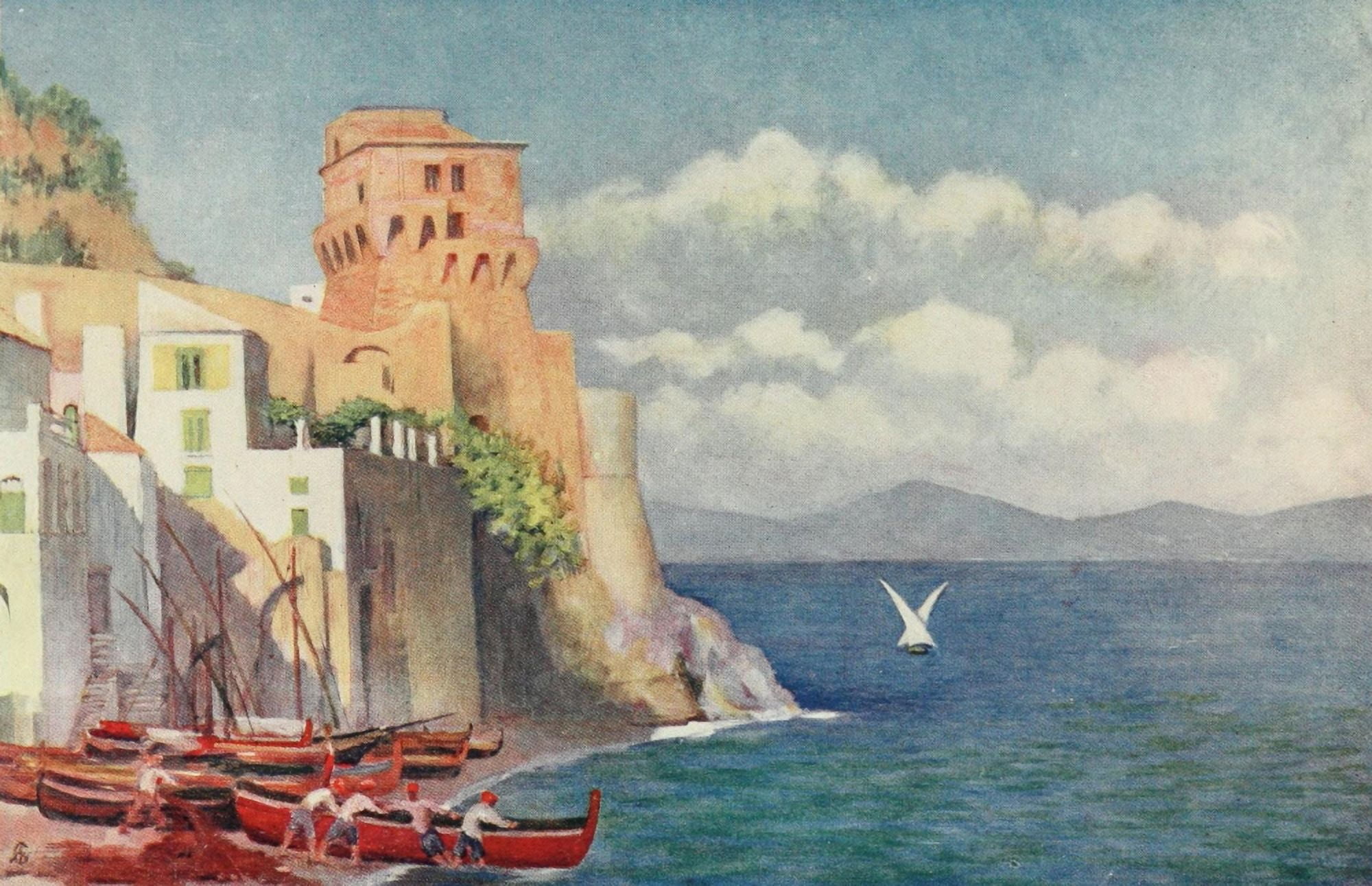 Naples 1904 Cetara Canvas Art - Augustine Fitzgerald (24 x 36)