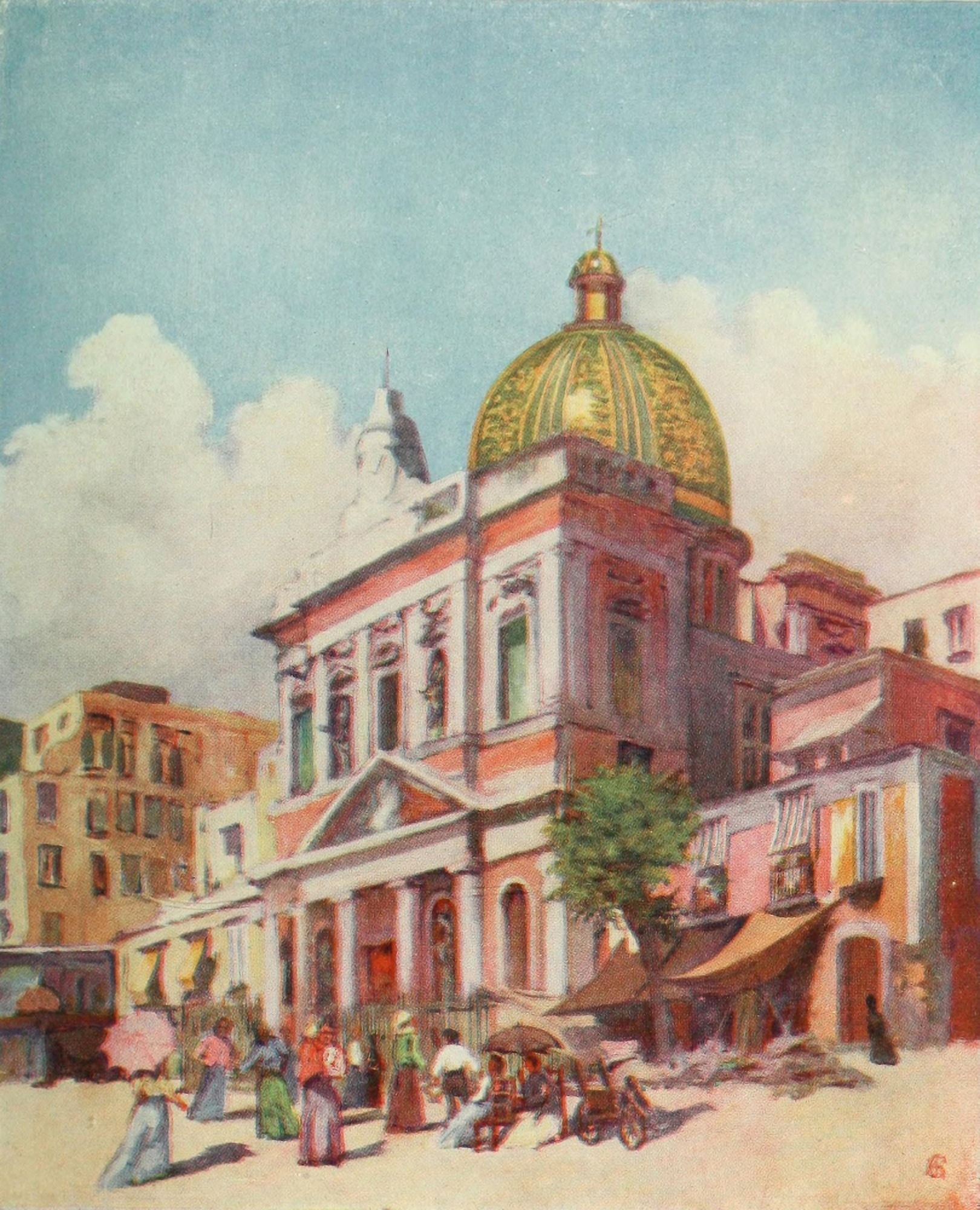 Naples 1904 Church of S Croce Canvas Art - Augustine Fitzgerald (18 x 24)