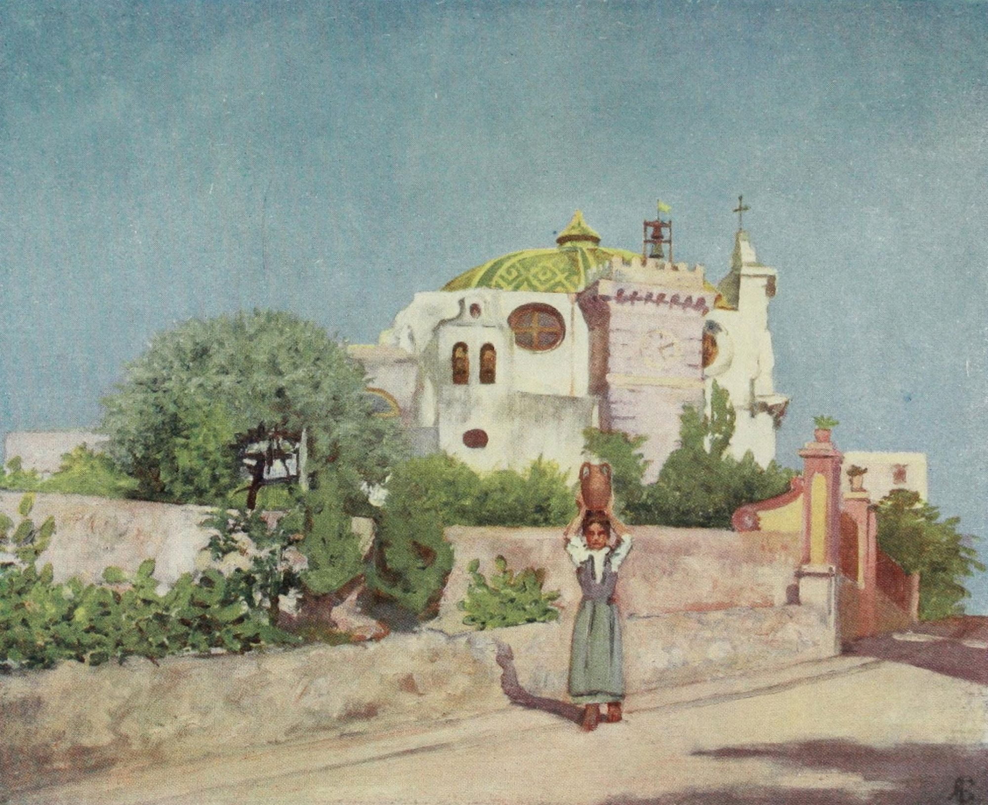 Naples 1904 Church of St Pietro Ischia Canvas Art - Augustine Fitzgerald (18 x 24)