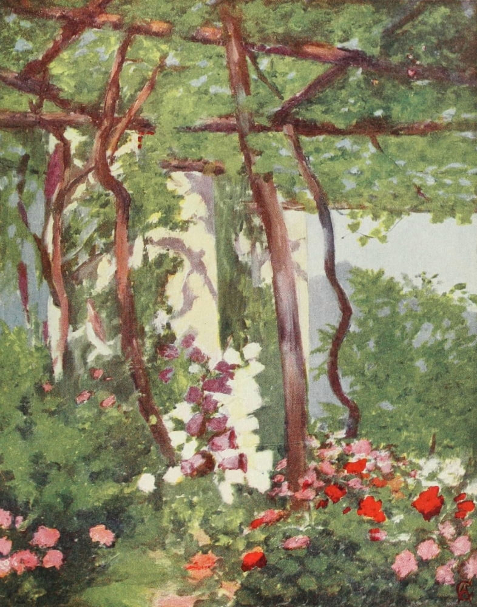 Naples 1904 Garden of Villa Palumbo Canvas Art - Augustine Fitzgerald (18 x 24)