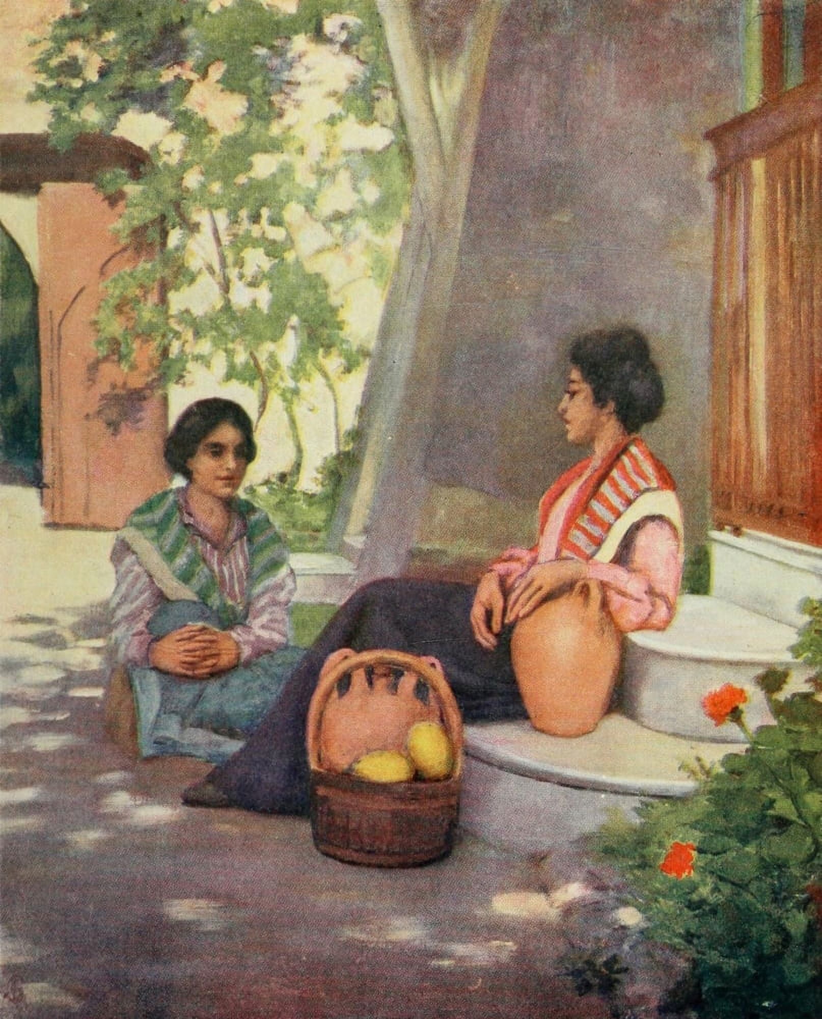 Naples 1904 Lemonade sellers of Naples Canvas Art - Augustine Fitzgerald (24 x 36)