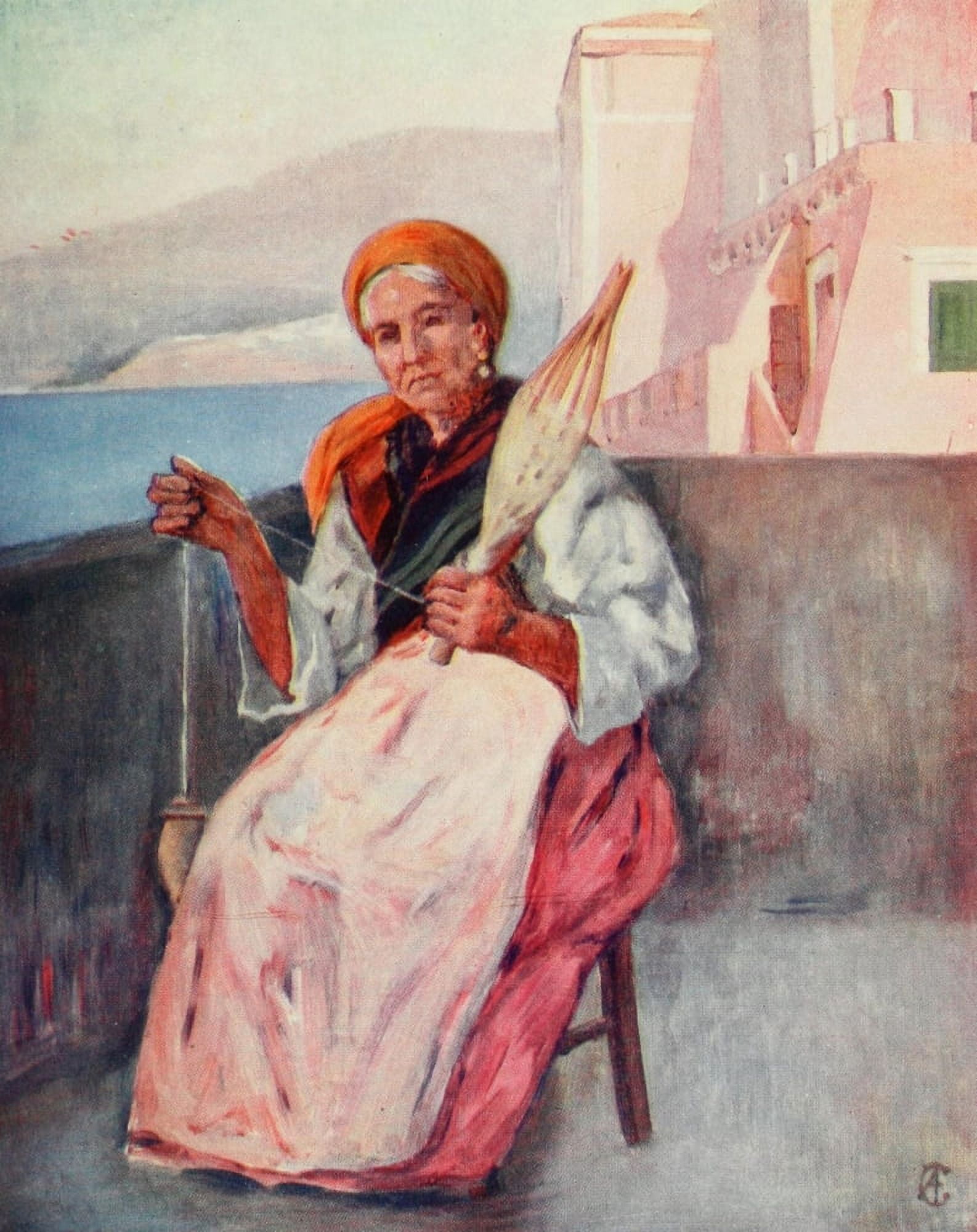 Naples 1904 On a house-top Sorrento Canvas Art - Augustine Fitzgerald (18 x 24)